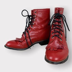 Rare 1970’s Justin Juniors Style 503Y In Firetruck Red